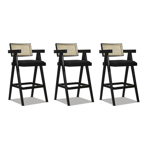 17 Stories Milan 25.5" Modern Resin bing Back Bar Stool With Arms
